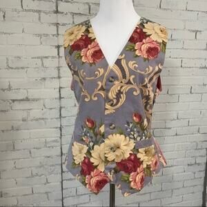 Vintage Floral Vest 90’s Cambridge Dry Goods Satin Back Western Cottagecore